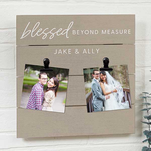 Blessed Beyond Measure Personalized Photo Clip Shiplap Signs - 32199