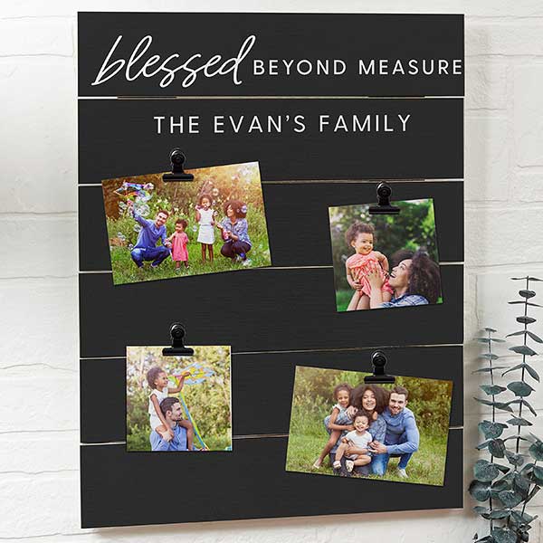 Blessed Beyond Measure Personalized Photo Clip Shiplap Signs - 32199