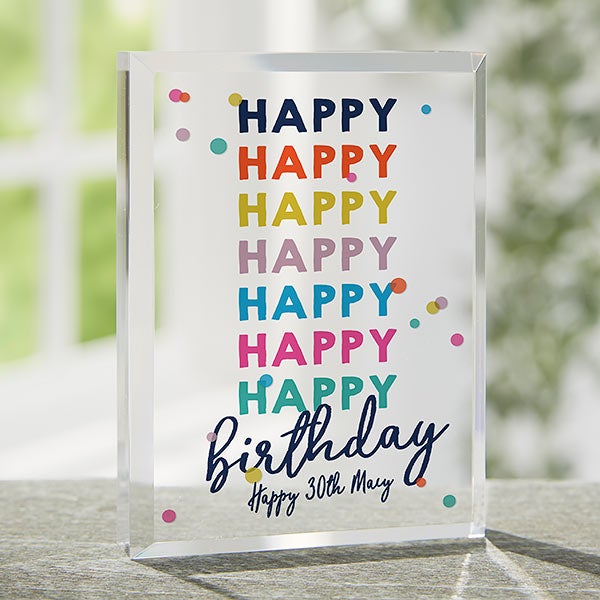 Happy Happy Birthday Personalized Colored Keepsake - 32215