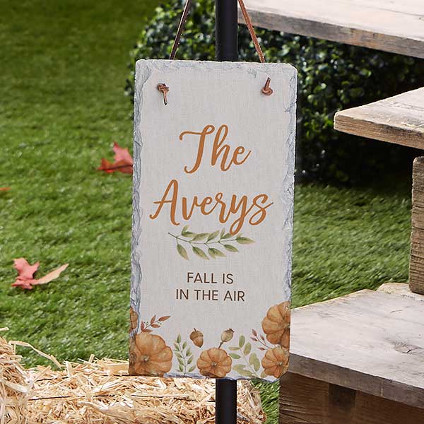 Seasonally Script Personalized Fall Slate Plaque - 32217