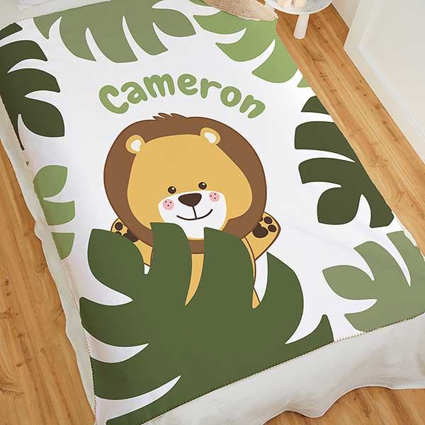 Jolly Jungle Lion Personalized Baby Blankets - 32243