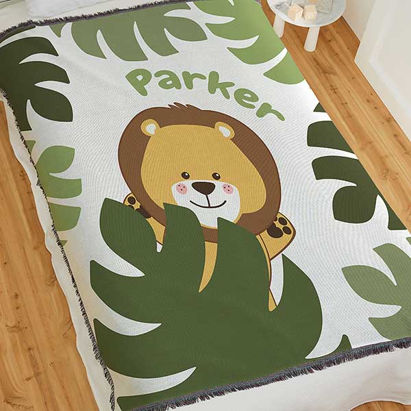 Jolly Jungle Lion Personalized Baby Blankets - 32243