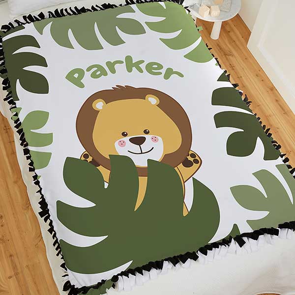 Jolly Jungle Lion Personalized Baby Blankets - 32243