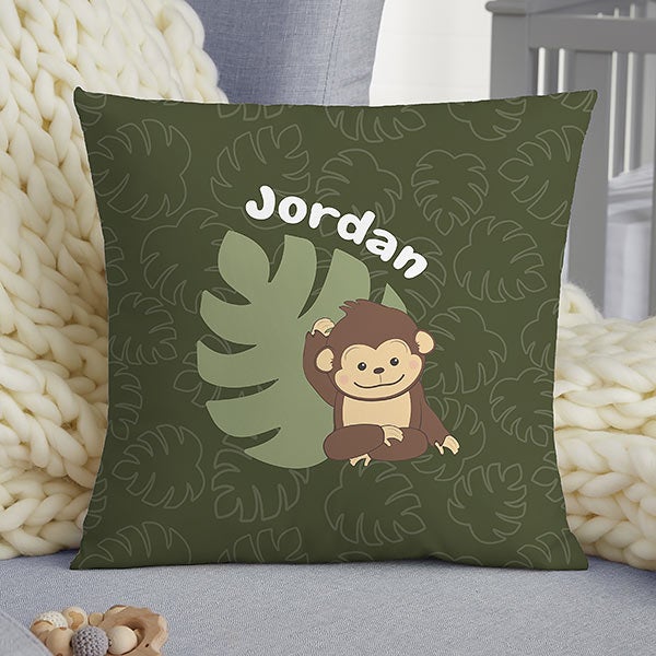 Jolly Jungle Monkey Personalized Nursery Throw Pillows - 32245
