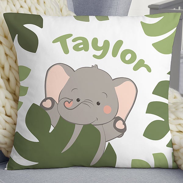 Jolly Jungle Elephant Personalized Nursery Throw Pillows - 32246