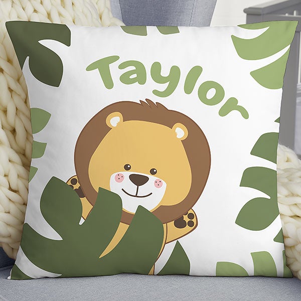 Jolly Jungle Lion Personalized Nursery Throw Pillows - 32247