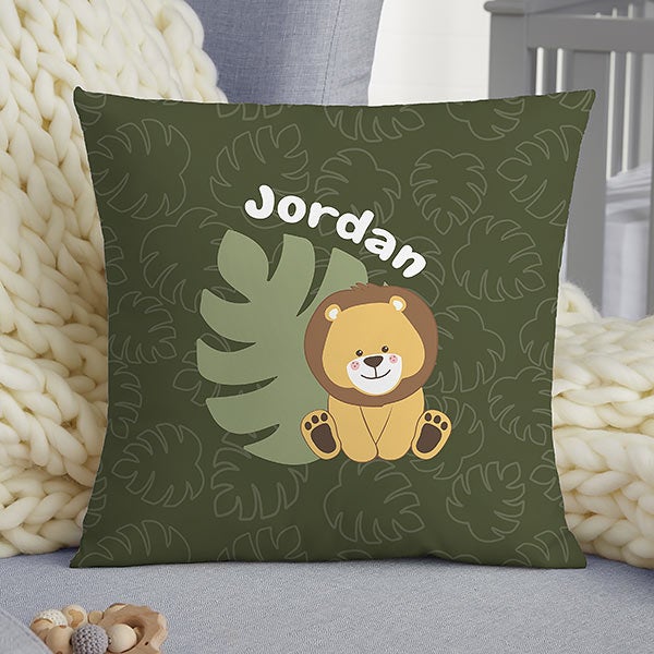 Jolly Jungle Lion Personalized Nursery Throw Pillows - 32247