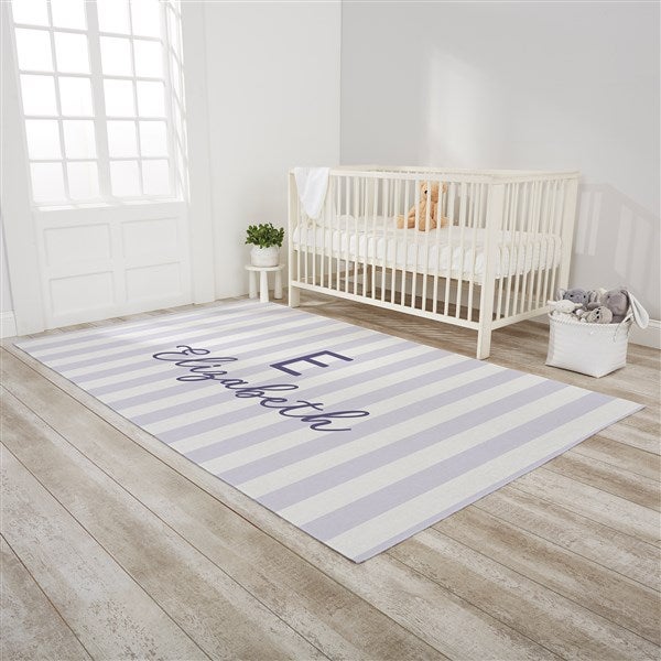 Delicate Stripes Baby Girl Personalized Nursery Area Rugs - 32274