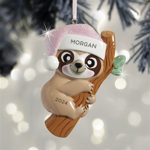 Personalized Pink Baby Sloth Ornament - 32295