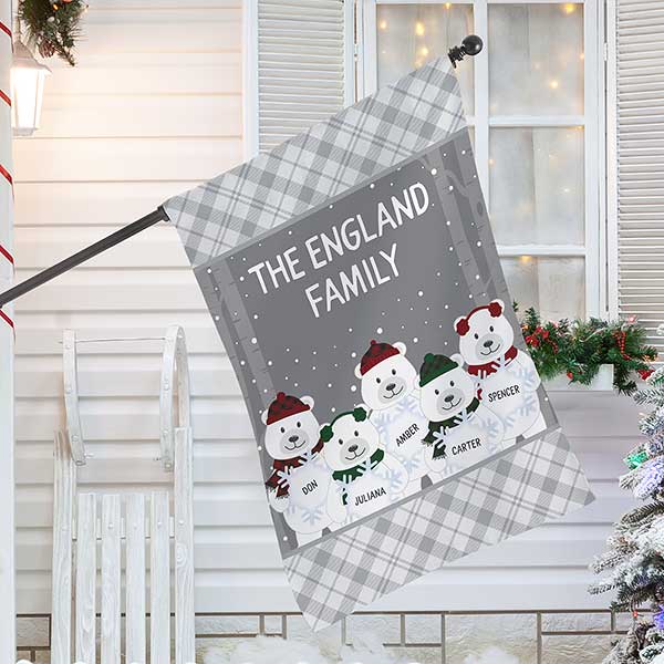 Polar Bear Family Personalized House Flags - 32320
