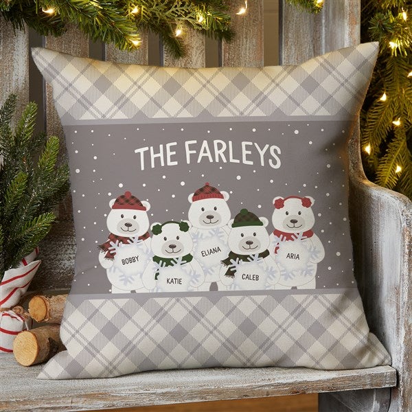 Polar Bear Family Personalized Outdoor Throw Pillows - 32322