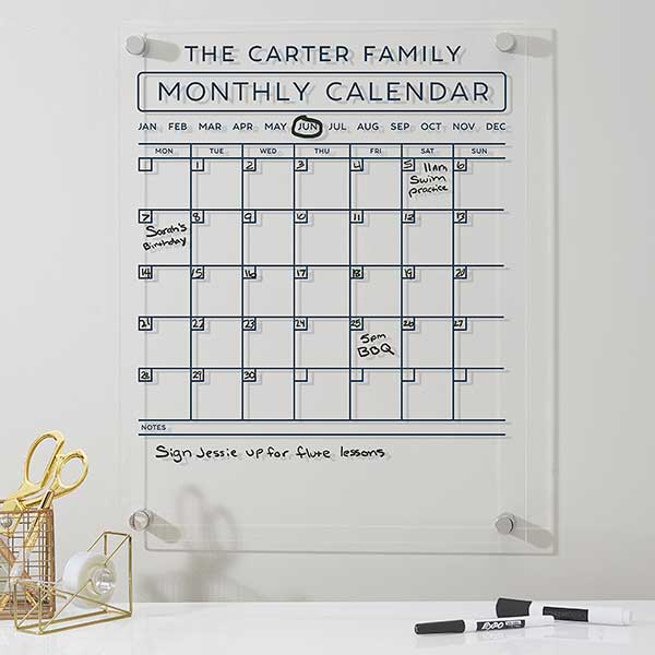 Personalized Clear Acrylic Monthly Wall Calendar - 32332