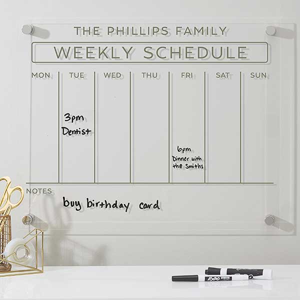 Dry Erase Acrylic Calendar, Personalized With Family Name, Clear Floating  Dry Erase Wall Calendar on Standoffs, Acrylic Board Calendar 