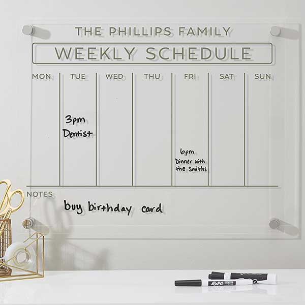 Personalized Clear Acrylic Weekly Wall Calendar - 32333