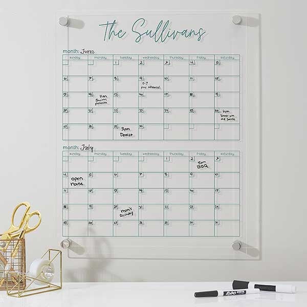 Personalized Clear Acrylic Vertical 2 Month Wall Calendar Personalized Clear Acrylic Vertical 2 Month Wall Calendar
