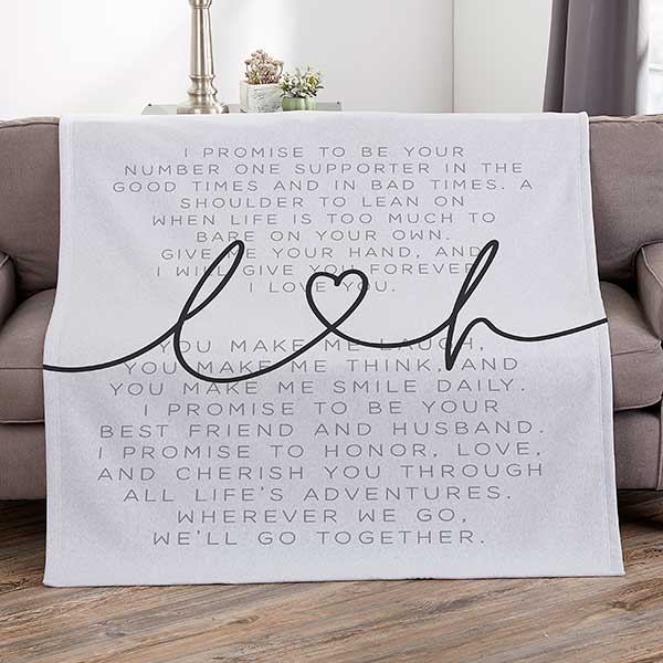 Drawn Together By Love Personalized Wedding Vows Blankets - 32372