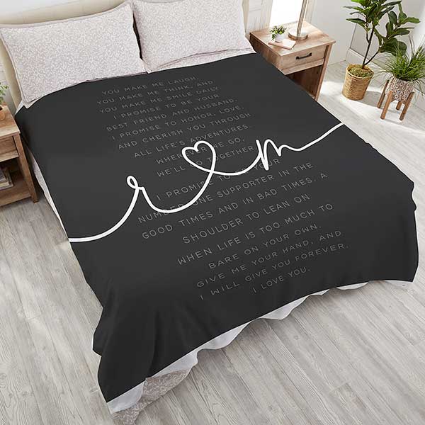 Drawn Together By Love Personalized Wedding Vows Blankets - 32372