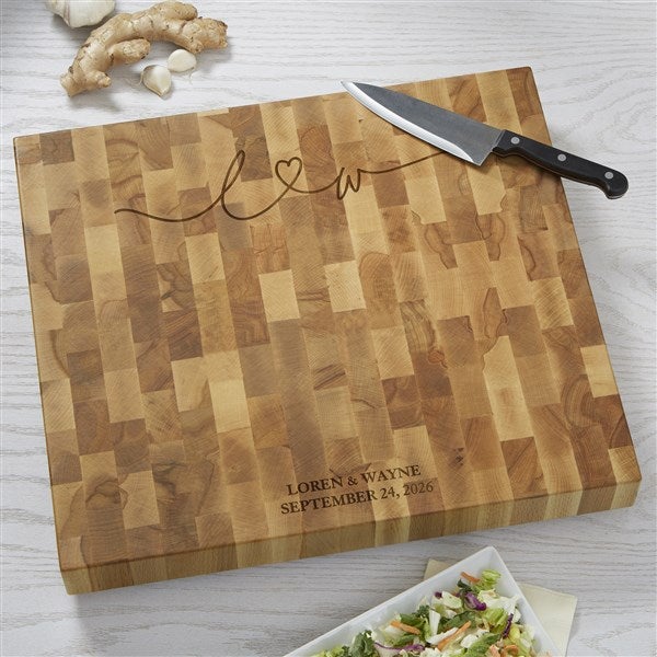 Drawn Together By Love Personalized Butcher Block Cutting Board - 32383