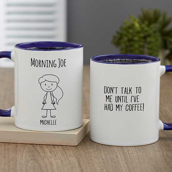 Stick Characters For Her Personalized Coffee Mug 11oz Blue For Her For Her