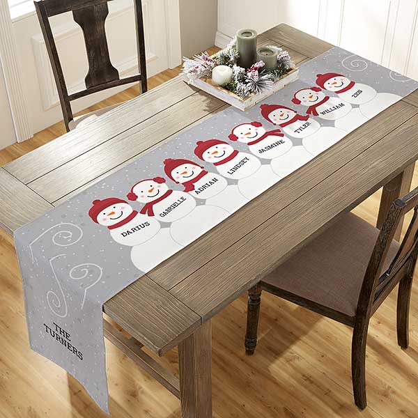 Snowman Family Personalized Christmas Table Runners - 32392