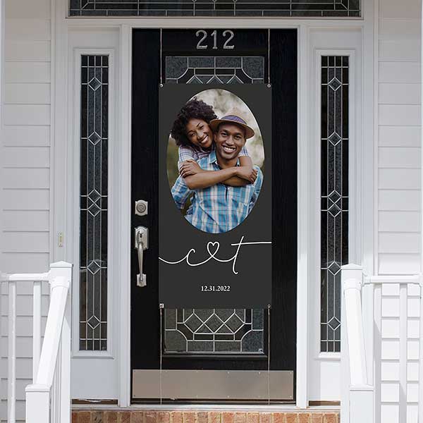 Drawn Together By Love Personalized Photo Door Banner - 32395