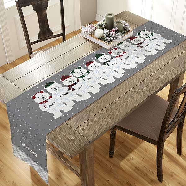 Polar Bear Family Personalized Christmas Table Runners - 32404