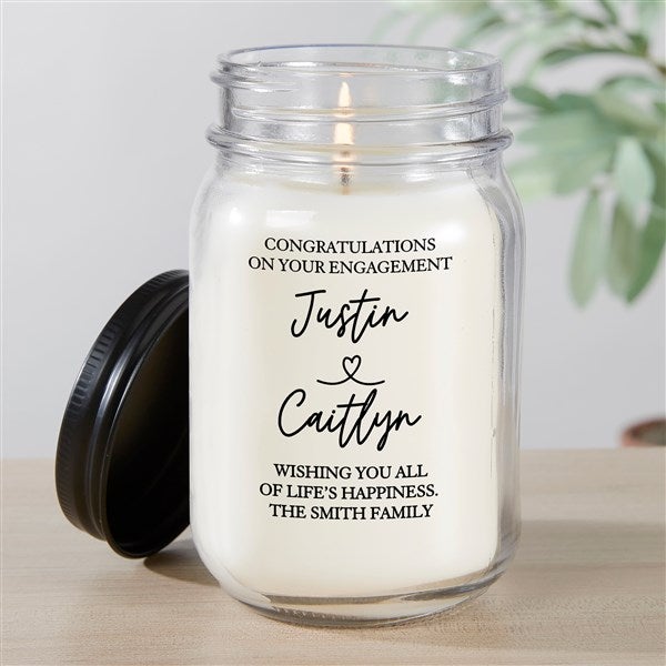 Drawn Together By Love Personalized Engagement Candle Jar - 32411