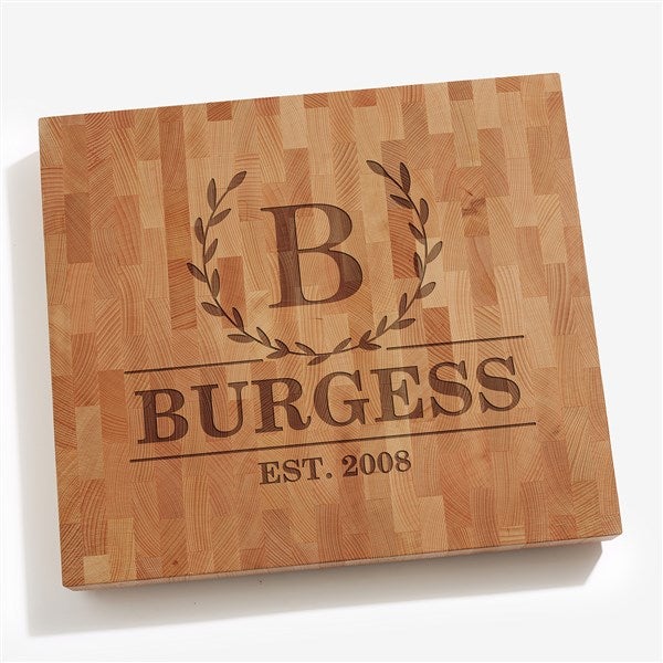 Laurel Wreath Personalized Butcher Block Cutting Board - 32424