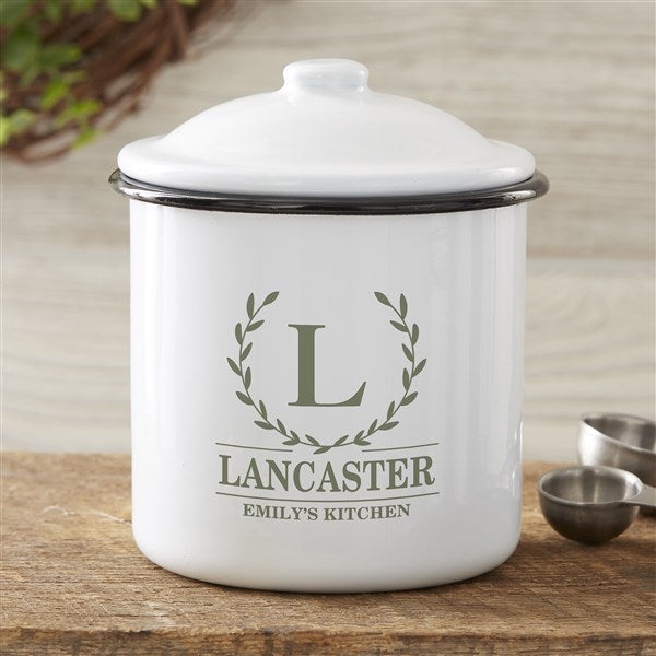 Laurel Wreath Personalized Enamel Canisters - 32427