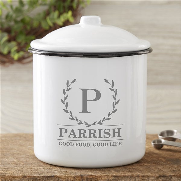 Laurel Wreath Personalized Enamel Canisters - 32427