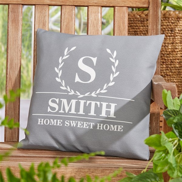 Laurel Wreath Personalized Outdoor Throw Pillows - 32429