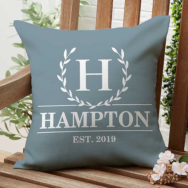 Laurel Wreath Personalized Outdoor Throw Pillows - 32429