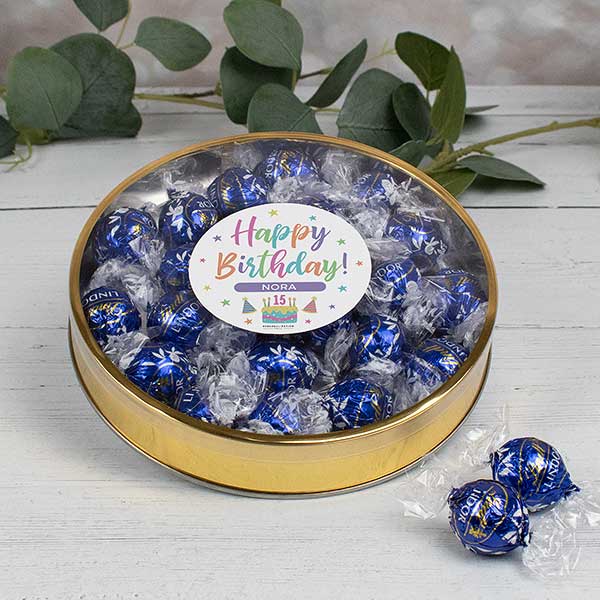 Pastel Birthday Personalized Lindt Chocolate Gift Tins - 32443D