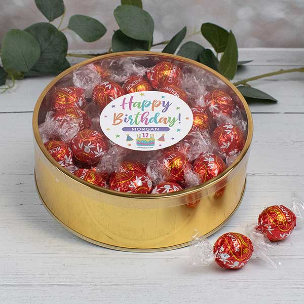 Pastel Birthday Personalized Lindt Chocolate Gift Tins - 32443D