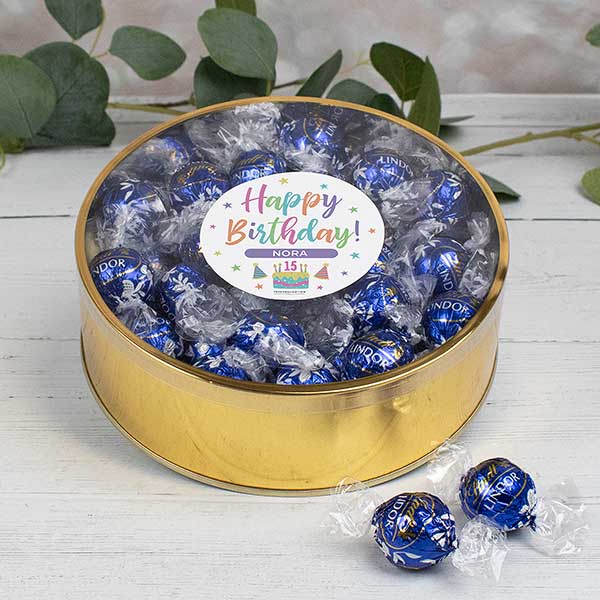 Pastel Birthday Personalized Lindt Chocolate Gift Tins - 32443D