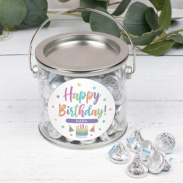 Pastel Birthday Personalized Silver Paint Can with Sticker - 32446D
