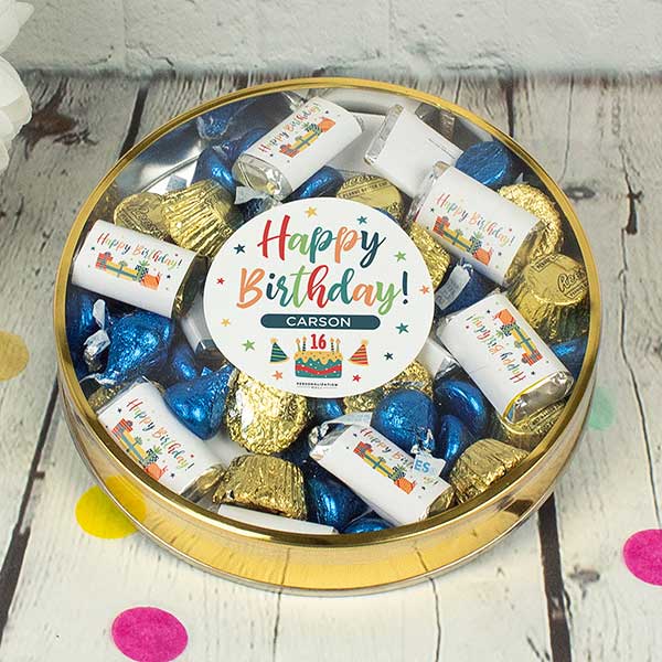Bold Birthday Personalized Tin with Hershey's & Reese's Mix - 32448D