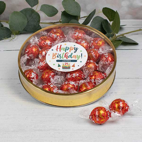 Bold Birthday Personalized Lindt Chocolate Gift Tins - 32450D