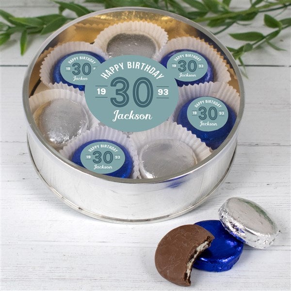 Modern Birthday For Him Personalized Chocolate Covered Oreo Cookie Gift Tins - 32457D