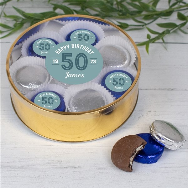 Modern Birthday For Him Personalized Chocolate Covered Oreo Cookie Gift Tins - 32457D