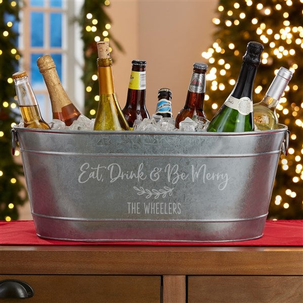 Eat, Drink & Be Merry Personalized Galvanized Beverage Tub - 32472
