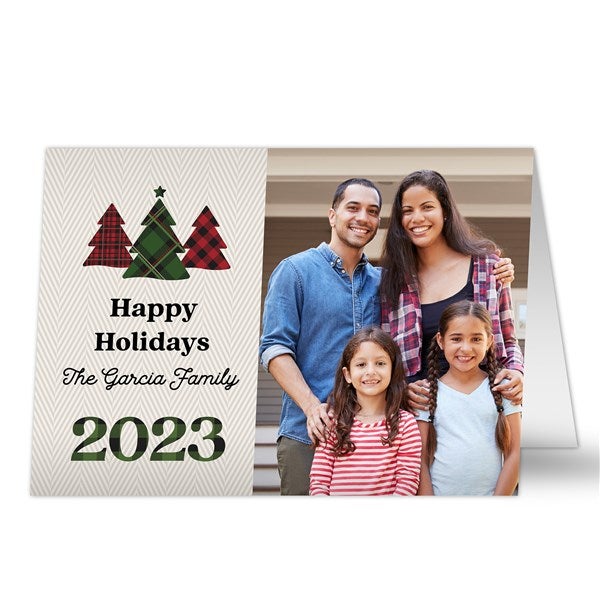 Plaids & Prints Personalized Photo Christmas Cards - 32485