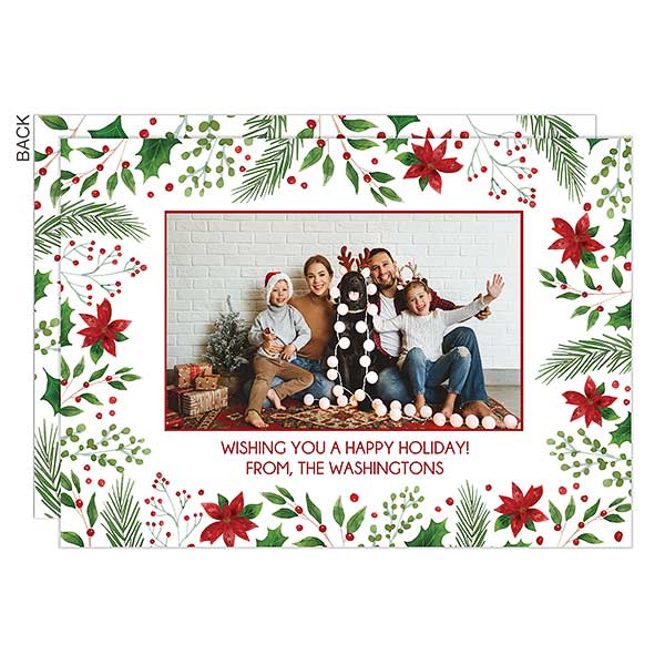 Holly Berry Photo Personalized Holiday Cards - 32490