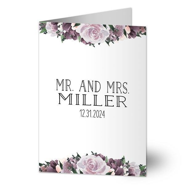 Plum Colorful Floral Personalized Wedding Greeting Cards - 32498