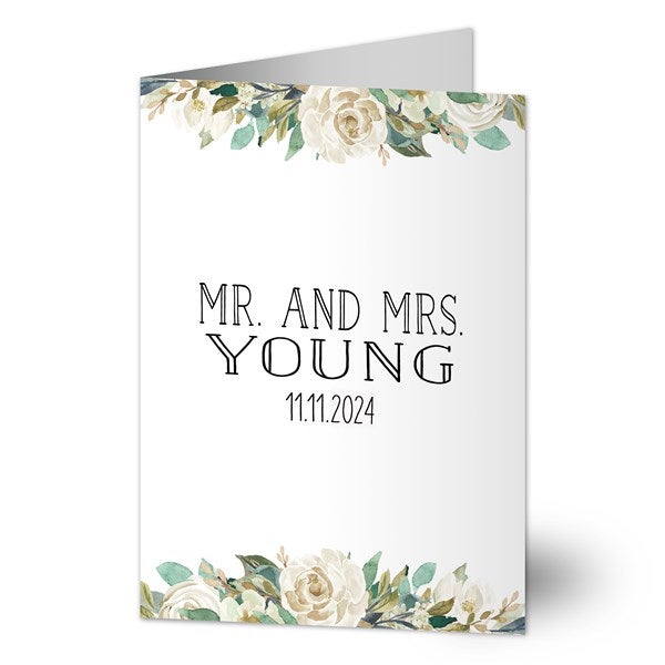 Neutral Colorful Floral Personalized Wedding Greeting Card - 32499