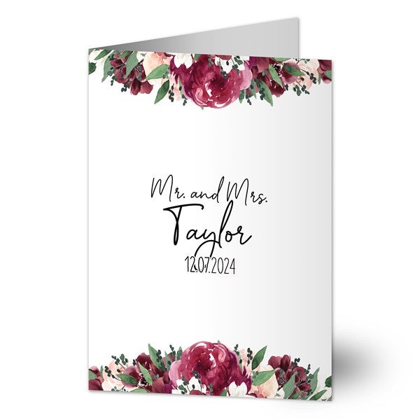 Wine Colorful Floral Personalized Wedding Greeting Cards - 32500