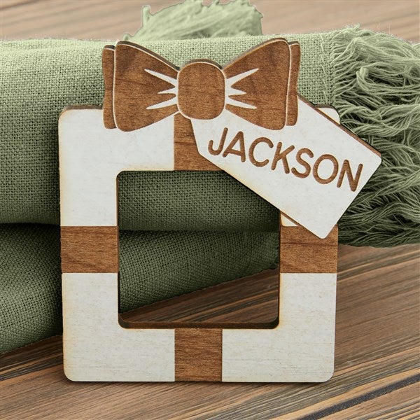 Personalized Wooden Christmas Gift Napkin Rings - 32505