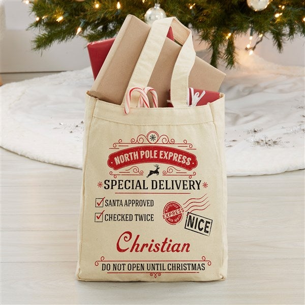 SPECIAL DELIVERY SANTA TOTE SHOPPER SHOPPING BAG CHRISTMAS GIFT PERSONALISED 