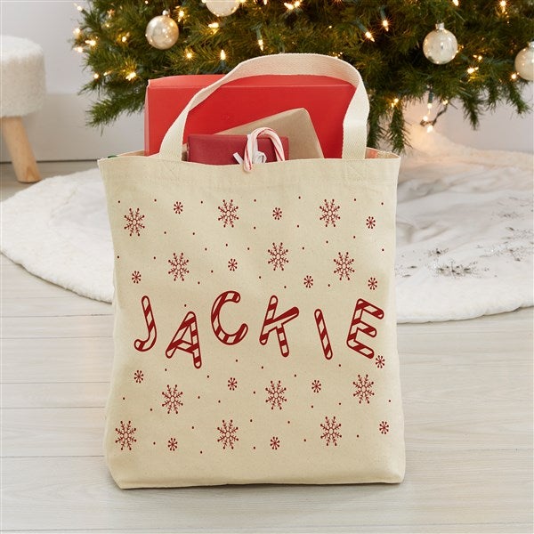 Candy Cane Lane Personalized Canvas Tote Bags - 32510