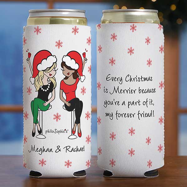 Christmas Best Friends philoSophie's Personalized Slim Can Cooler  - 32523